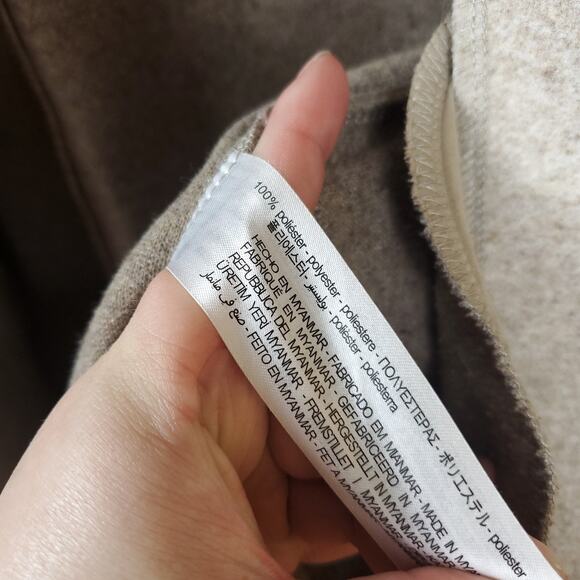 Zara Taupe Long Length Lapel Open Front Coat Size S - Picture 10 of 12